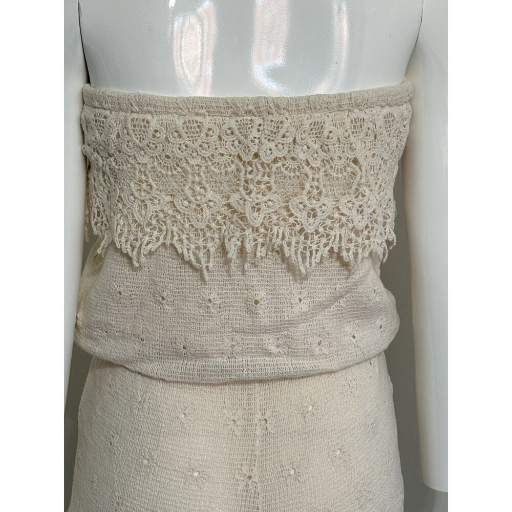 Jolt Women’s Strapless Crochet Lace Romper Cream Boho Beach Resortwear Size S - Picture 8 of 16